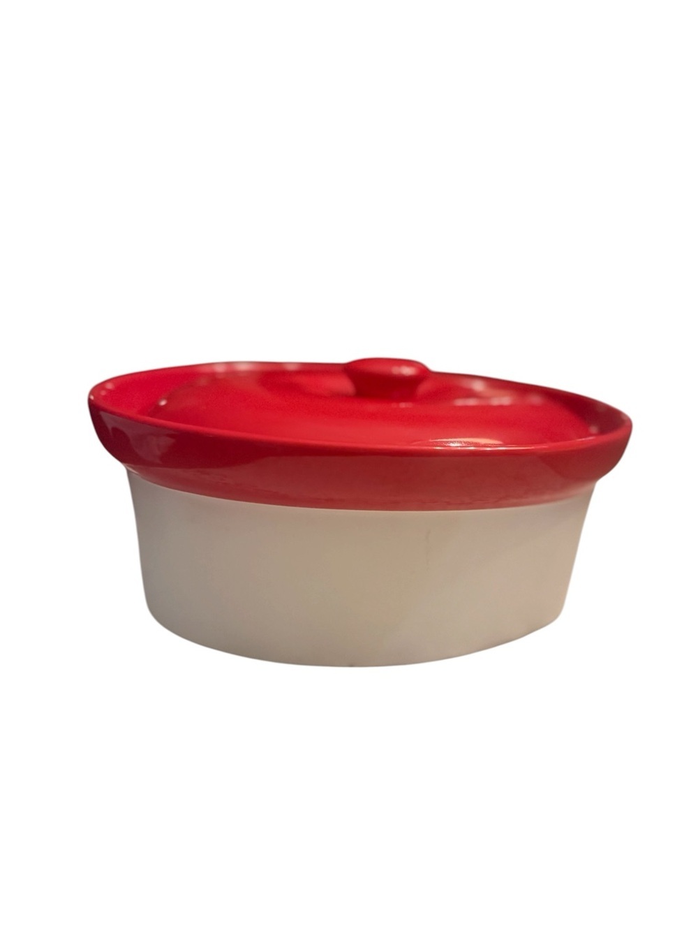 Cordon Bleu Oval Covered Casserole Dish Red Lid Stoneware Baking Dish 10”